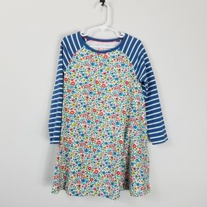 Mini Boden floral stripe long sleeve swing dress cottagecore size 5 6